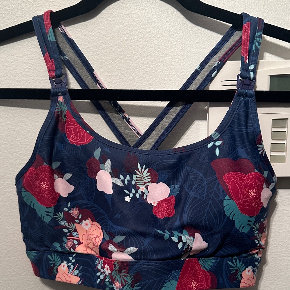 Caden Shae Floral Print Women's Nursing Sports Bra. Size M. GUC